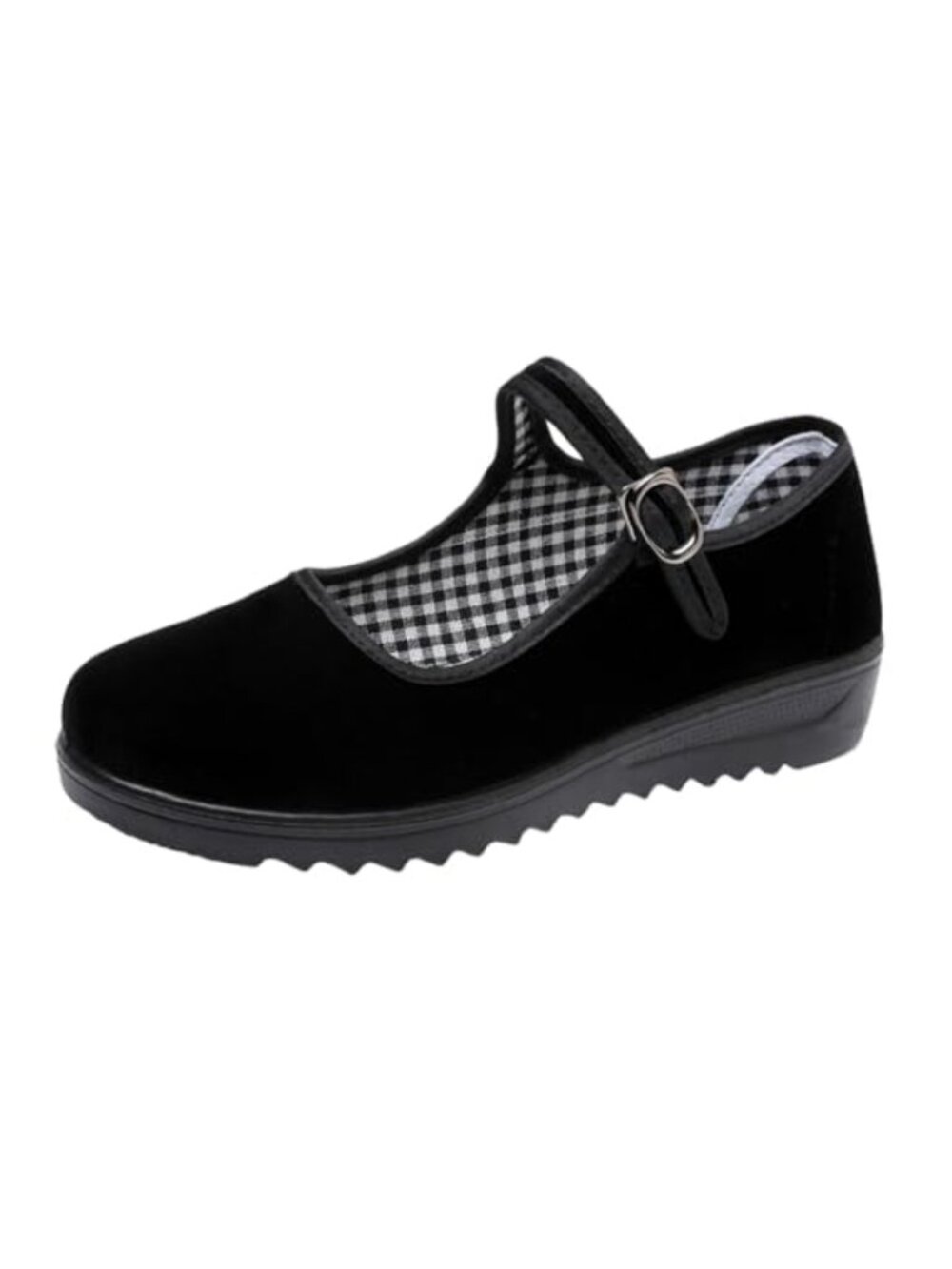 Velvet Mary Jane Flats Comfortable Walking Shoes